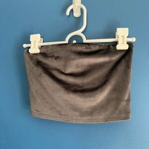 Aerie Velvet Crop Top Women's Size XXS‎ Gray Tube Strapless Loungewear Soft